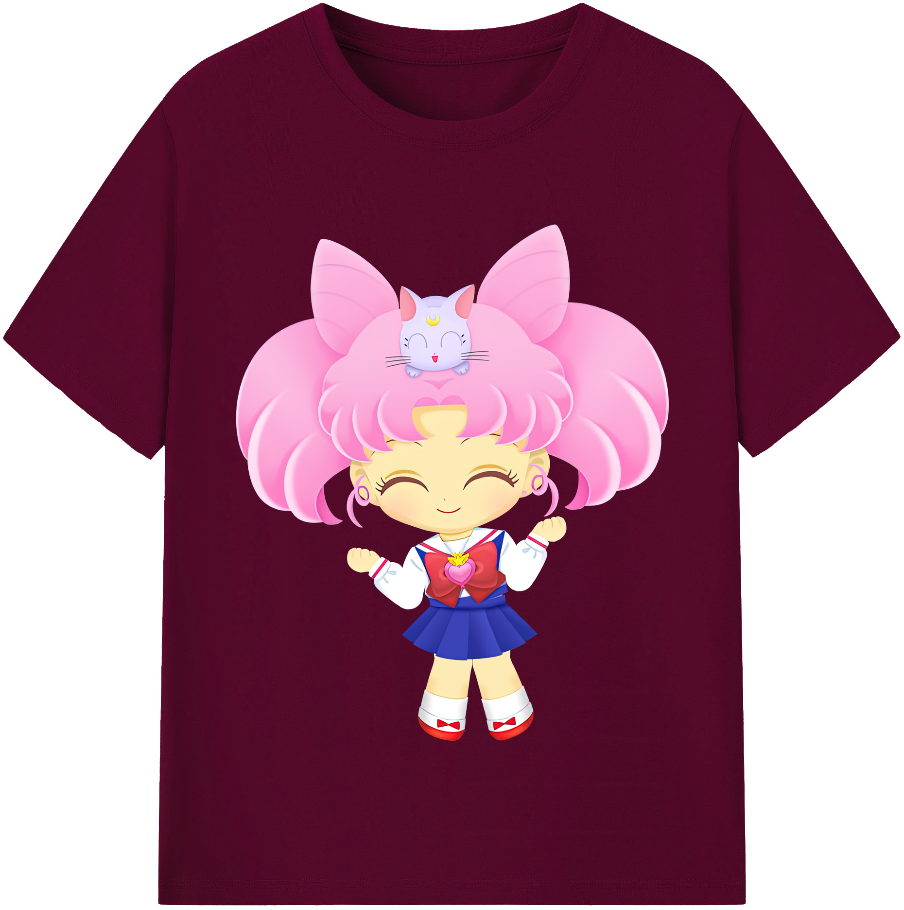 （画像用） 美少女戦士セーラームーン ちびうさ Sailor Moon Chibiusa Tsukino Usagi Small Lady Serenity レディースカジュアルプリントTシャツ（綿100％）